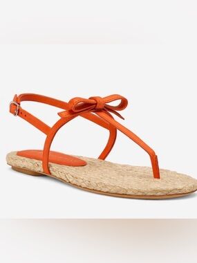 Stuart Weitzman Felicity Sling Back Orange Suede Espadrille Sandals 8.5